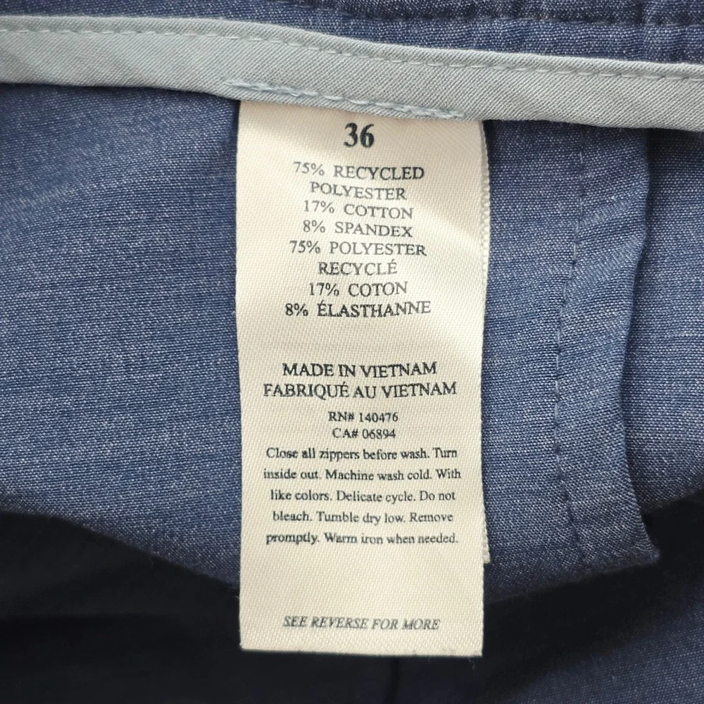 Faherty Mens 36 All Day Shorts Blue Heathered Hybrid Stretch Casual Drawstring